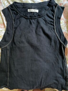 We The Free Black Raw-Seam Muscle Tank